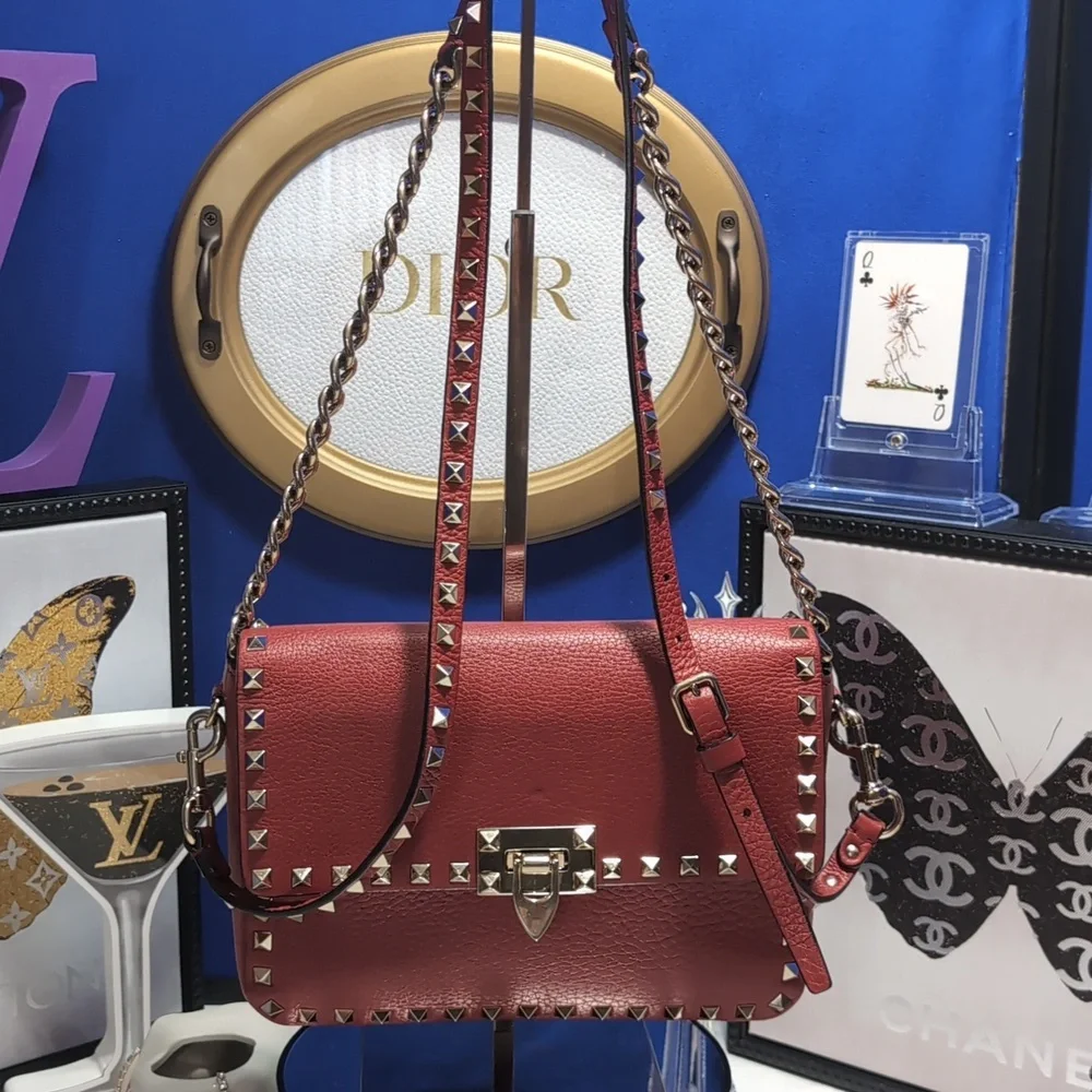 Valentino Garavani Sm. Rockstud Chain Flip Lock Flap Leather Bag - The SIGNATURE